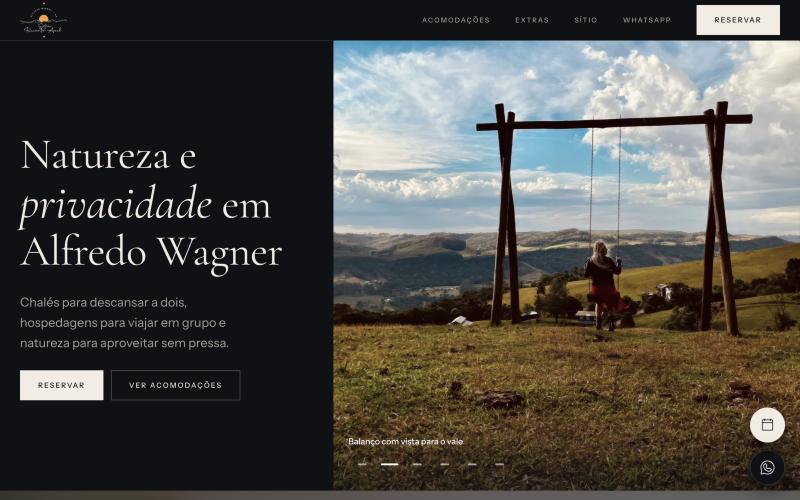 Página inicial do site Sítio Recanto Azul